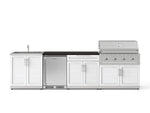 NewAge Outdoor Kitchens Stainless Steel 6-Piece Cabinet Set with Sink, Bar, Grill Cabinet, Performance Grill, Countertop and Stainless Steel Door Fridge-73763-Garage Giant 