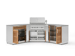 NewAge Outdoor Kitchens Stainless Steel 7-Piece Cabinet Set with 2 Door, Bar, Corner, Grill Cabinet, Platinum Grill, and Countertops 