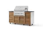 NewAge Outdoor Kitchens Outdoor Grill Island Stainless-Steel Louvered Doors 6-Piece Cabinet Set with Casters 1 Door, 3 Drawer, Grill Cabinet, Platinum Grill and Dekton in Sirius Countertops - (Liquid Propane) | Garage Giant 