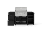 NewAge Outdoor Kitchens Outdoor Grill Island Stainless-Steel 6-Piece Cabinet Set with Casters 1 Door, 3 Drawer, Grill Cabinet, Performance Grill and Dekton in Sirius Countertops - (Liquid Propane) 