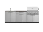NewAge Outdoor Kitchens Stainless-Steel 5-Piece Cabinet Set with Sink, 2-Door with Drawer, Grill Cabinet, Platinum Grill and Countertop-71596-Garage Giant 