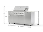NewAge Outdoor Kitchens Outdoor Grill Island Stainless-Steel 6-Piece Cabinet Set with Casters and 1-Door, Grill Cabinet, Platinum Grill, Dual Side Burner and Dekton in Aeris Countertop - (Liquid Propane) 