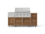 NewAge Outdoor Kitchens Outdoor Grill Island Stainless-Steel Louvered Doors 6-Piece Cabinet Set with Casters and 1-Door, Grill Cabinet, Performance Grill, Side Burner and Dekton in Aeris Countertop - (Liquid Propane) 