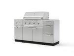 NewAge Outdoor Kitchens Outdoor Grill Island Stainless-Steel 6-Piece Cabinet Set with 3-Drawer, Grill Cabinet, Performance Grill, Side Burner and Countertop-74582-Garage Giant 