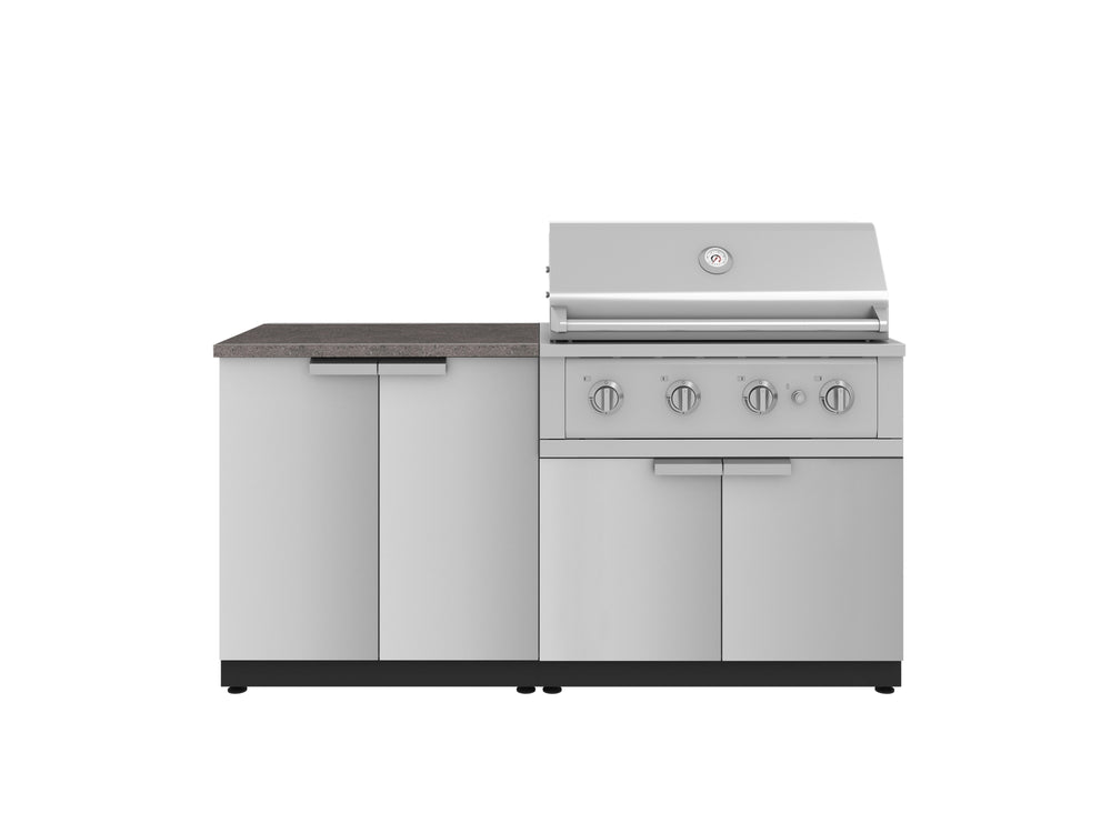 NewAge Outdoor Kitchens Stainless Steel 4-Piece Cabinet Set with 2 Door, Grill Cabinet, Performance Grill and Countertop-71806-Garage Giant