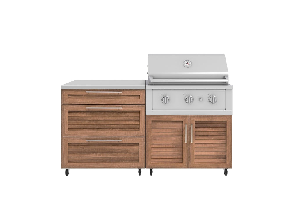 NewAge Outdoor Kitchens Stainless Steel 4-Piece Cabinet Set with Casters and 3 Drawer, Grill Cabinet, Performance Grill, Countertop-72222-Garage Giant