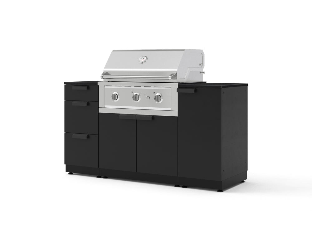 NewAge Outdoor Kitchens Outdoor Grill Island Stainless-Steel 6-Piece Cabinet Set with 1 Door, 3 Drawer, Grill Cabinet, Performance Grill and Dekton in Sirius Countertops - (Natural Gas) | Garage Giant