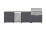 NewAge Outdoor Kitchens Aluminum 7-Piece Cabinet Set with 3-Drawer, Bar, Grill Cabinet, Performance Grill, Countertops and Fridge-71902-Garage Giant 