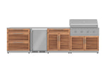 NewAge Outdoor Kitchens Stainless Steel 7-Piece Cabinet Set with 3-Drawer, Bar, Grill Cabinet, Performance Grill, Countertops and Fridge-67894-Garage Giant 