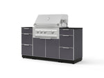 NewAge Outdoor Kitchens Outdoor Grill Island Aluminum 6-Piece Cabinet Set with 3 Drawers, Grill Cabinet, Platinum Grill and Dekton in Sirius Countertops - (Natural Gas) | Garage Giant 