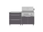NewAge Outdoor Kitchens Aluminum 4-Piece Cabinet Set with Casters and 3 Drawer, Grill Cabinet, Platinum Grill, Countertop-72204-Garage Giant 