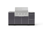 NewAge Outdoor Kitchens Outdoor Grill Island Aluminum 5-Piece Cabinet Set with Sink, 3 Drawer, Grill Cabinet, Performance Grill and Stainless Steel Countertop - (Natural Gas) 
