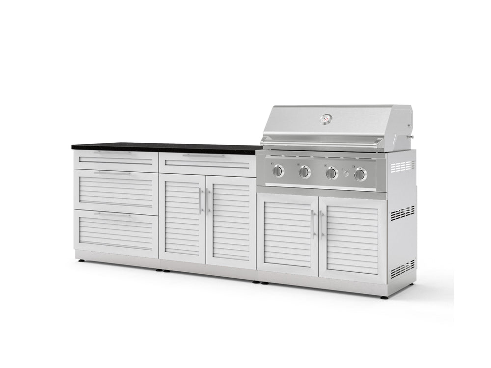 NewAge Outdoor Kitchens Stainless-Steel 5-Piece Cabinet Set with 3-Drawer, Bar, Grill Cabinet, Performance Grill and Countertop-73325-Garage Giant