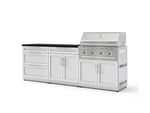 NewAge Outdoor Kitchens Stainless-Steel 5-Piece Cabinet Set with 3-Drawer, Bar, Grill Cabinet, Performance Grill and Countertop-73325-Garage Giant 
