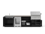 NewAge Outdoor Kitchens Aluminum 6-Piece Cabinet Set with Sink, Bar, Grill Cabinet, Platinum Grill, Countertop and Glass Door Fridge-73803-Garage Giant 