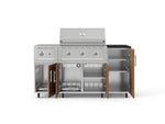 NewAge Outdoor Kitchens Outdoor Grill Island Stainless-Steel Louvered Doors 6-Piece Cabinet Set with Casters and 1-Door, Grill Cabinet, Performance Grill, Side Burner and Dekton in Sirius Countertop - (Liquid Propane) 
