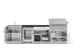 NewAge Outdoor Kitchens Stainless Steel 6-Piece Cabinet Set with Sink, Bar, Grill Cabinet, Platinum Grill, Countertop and Glass Door Fridge-73780-Garage Giant 