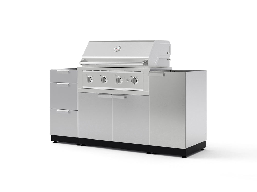 NewAge Outdoor Kitchens Outdoor Grill Island Stainless-Steel 5-Piece Cabinet Set with 1 Door, 3 Drawer, Grill Cabinet and Performance Grill - (Liquid Propane) | Garage Giant