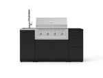 NewAge Outdoor Kitchens Outdoor Grill Island Stainless-Steel 5-Piece Cabinet Set with Sink, 3 Drawer, Grill Cabinet, Performance Grill and Stainless Steel Countertop - (Natural Gas) 