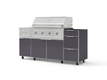 NewAge Outdoor Kitchens Outdoor Grill Island Aluminum 5-Piece Cabinet Set with Casters and 3-Drawer, Grill Cabinet, Side Burner and Performance Grill - (Liquid Propane) | Garage Giant 