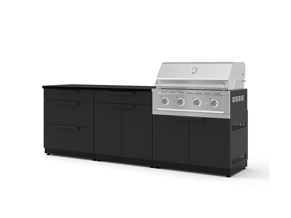 NewAge Outdoor Kitchens Stainless-Steel 5-Piece Cabinet Set with 3-Drawer, Bar, Grill Cabinet, Performance Grill and Countertop-73316-Garage Giant