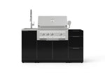 NewAge Outdoor Kitchens Outdoor Grill Island Aluminum 5-Piece Cabinet Set with Sink, 3 Drawer, Grill Cabinet, Platinum Grill and Stainless Steel Countertop - (Liquid Propane) 