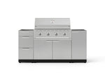 NewAge Outdoor Kitchens Outdoor Grill Island Stainless-Steel 5-Piece Cabinet Set with 1 Door, 3 Drawer, Grill Cabinet and Performance Grill - (Liquid Propane) 
