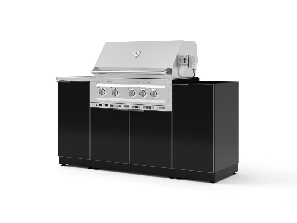 NewAge Outdoor Kitchens Outdoor Grill Island Aluminum 5-Piece Cabinet Set with Sink, 1 Door, Grill Cabinet, Platinum Grill and Stainless Steel Countertop - (Natural Gas) | Garage Giant