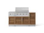 NewAge Outdoor Kitchens Outdoor Grill Island Stainless-Steel Louvered Doors 6-Piece Cabinet Set with 1-Door, Grill Cabinet, Performance Grill, Side Burner and Dekton in Aeris Countertop - (Liquid Propane) 