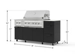 NewAge Outdoor Kitchens Outdoor Grill Island Stainless-Steel 6-Piece Cabinet Set with Casters and 3-Drawer, Grill Cabinet, Platinum Grill, Dual Side Burner and Dekton in Aeris Countertop - (Liquid Propane) 