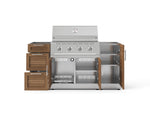 NewAge Outdoor Kitchens Outdoor Grill Island Stainless-Steel Louvered Doors 5-Piece Cabinet Set with 1 Door, 3 Drawer, Grill Cabinet and Performance Grill - (Natural Gas) 