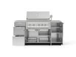 NewAge Outdoor Kitchens Outdoor Grill Island Stainless-Steel 6-Piece Cabinet Set with 1 Door, 3 Drawer, Grill Cabinet, Platinum Grill and Countertops 