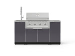 NewAge Outdoor Kitchens Outdoor Grill Island Aluminum 5-Piece Cabinet Set with Sink, 1 Door, Grill Cabinet, Performance Grill and Stainless Steel Countertop-75370-Garage Giant 