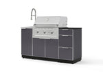 NewAge Outdoor Kitchens Outdoor Grill Island Aluminum 5-Piece Cabinet Set with Sink, 3 Drawer, Grill Cabinet, Performance Grill and Stainless Steel Countertop - (Natural Gas) | Garage Giant 