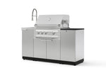 NewAge Outdoor Kitchens Outdoor Grill Island Stainless-Steel 5-Piece Cabinet Set with Sink, 1 Door, Grill Cabinet, Platinum Grill and Stainless Steel Countertop - (Liquid Propane) | Garage Giant 