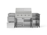 NewAge Outdoor Kitchens Outdoor Grill Island Stainless-Steel 5-Piece Cabinet Set with Casters 1 Door, 3 Drawer, Grill Cabinet and Performance Grill - (Liquid Propane) 