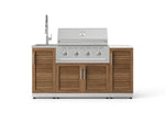 NewAge Outdoor Kitchens Outdoor Grill Island Stainless-Steel Louvered Doors 5-Piece Cabinet Set with Sink, 1 Door, Grill Cabinet, Performance Grill and Stainless Steel Countertop - (Natural Gas) 