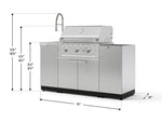 NewAge Outdoor Kitchens Outdoor Grill Island Stainless-Steel 5-Piece Cabinet Set with Sink, 1 Door, Grill Cabinet, Performance Grill and Stainless Steel Countertop - (Natural Gas) 