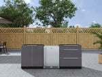 NewAge Outdoor Kitchens Aluminum 3-Piece Cabinet Set with 3-Drawer, 2-Door Cabinet and Fridge-67577-Garage Giant 