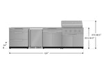 NewAge Outdoor Kitchens Stainless Steel 7-Piece Cabinet Set with 3-Drawer, Bar, Grill Cabinet, Performance Grill, Countertops and Fridge-66568-Garage Giant 