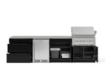 NewAge Outdoor Kitchens Aluminum 7-Piece Cabinet Set with 3-Drawer, Bar, Grill Cabinet, Platinum Grill, Countertops and Stainless Steel Door Fridge-71392-Garage Giant 