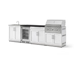 NewAge Outdoor Kitchens Stainless Steel 6-Piece Cabinet Set with Sink, Bar, Grill Cabinet, Performance Grill, Countertop and Glass Door Fridge-73773-Garage Giant 