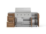 NewAge Outdoor Kitchens Outdoor Grill Island Stainless-Steel Louvered Doors 6-Piece Cabinet Set with Casters 1 Door, 3 Drawer, Grill Cabinet, Performance Grill, Countertops-74922-Garage Giant 
