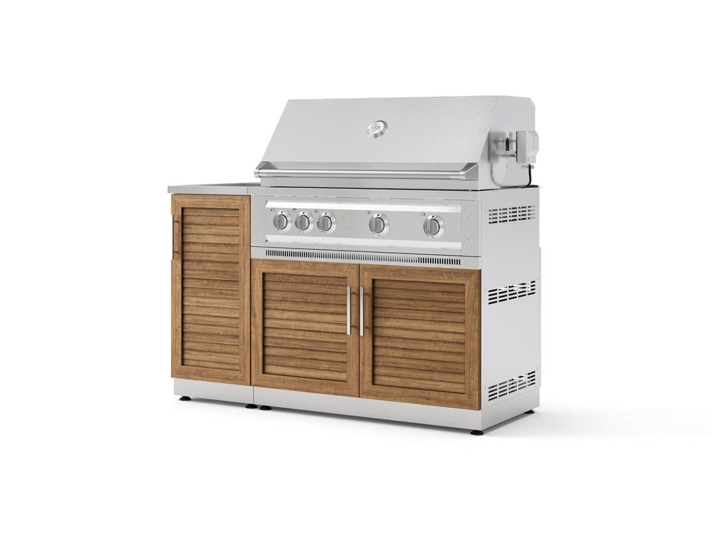 NewAge Outdoor Kitchens Outdoor Grill Island Stainless-Steel Louvered Doors 3-Piece Cabinet Set with Sink, Grill Cabinet and Platinum Grill-73976-Garage Giant