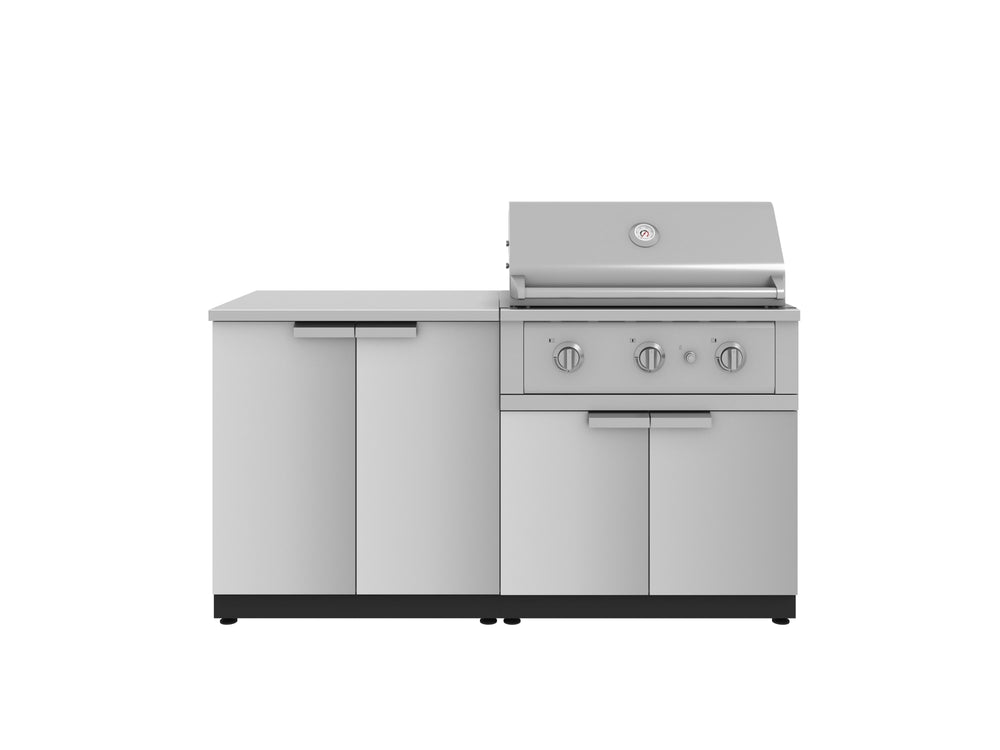 NewAge Outdoor Kitchens Stainless Steel 4-Piece Cabinet Set with 2 Door, Grill Cabinet, Performance Grill and Countertop-67254-Garage Giant