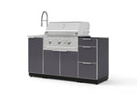 NewAge Outdoor Kitchens Outdoor Grill Island Aluminum 5-Piece Cabinet Set with Sink, 3 Drawer, Grill Cabinet, Performance Grill and Stainless Steel Countertop - (Liquid Propane) | Garage Giant 