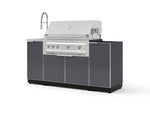 NewAge Outdoor Kitchens Outdoor Grill Island Aluminum 5-Piece Cabinet Set with Sink, 1 Door, Grill Cabinet, Platinum Grill and Stainless Steel Countertop - (Liquid Propane) | Garage Giant 