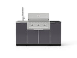 NewAge Outdoor Kitchens Outdoor Grill Island Aluminum 5-Piece Cabinet Set with Sink, 1 Door, Grill Cabinet, Performance Grill and Stainless Steel Countertop - (Natural Gas) 