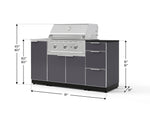 NewAge Outdoor Kitchens Outdoor Grill Island Aluminum 5-Piece Cabinet Set with Sink, 3 Drawer, Grill Cabinet, Performance Grill and Stainless Steel Countertop - (Natural Gas) 