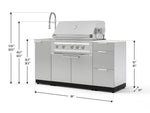 NewAge Outdoor Kitchens Outdoor Grill Island Stainless-Steel 5-Piece Cabinet Set with Sink, 3 Drawer, Grill Cabinet, Platinum Grill and Stainless Steel Countertop - (Liquid Propane) 